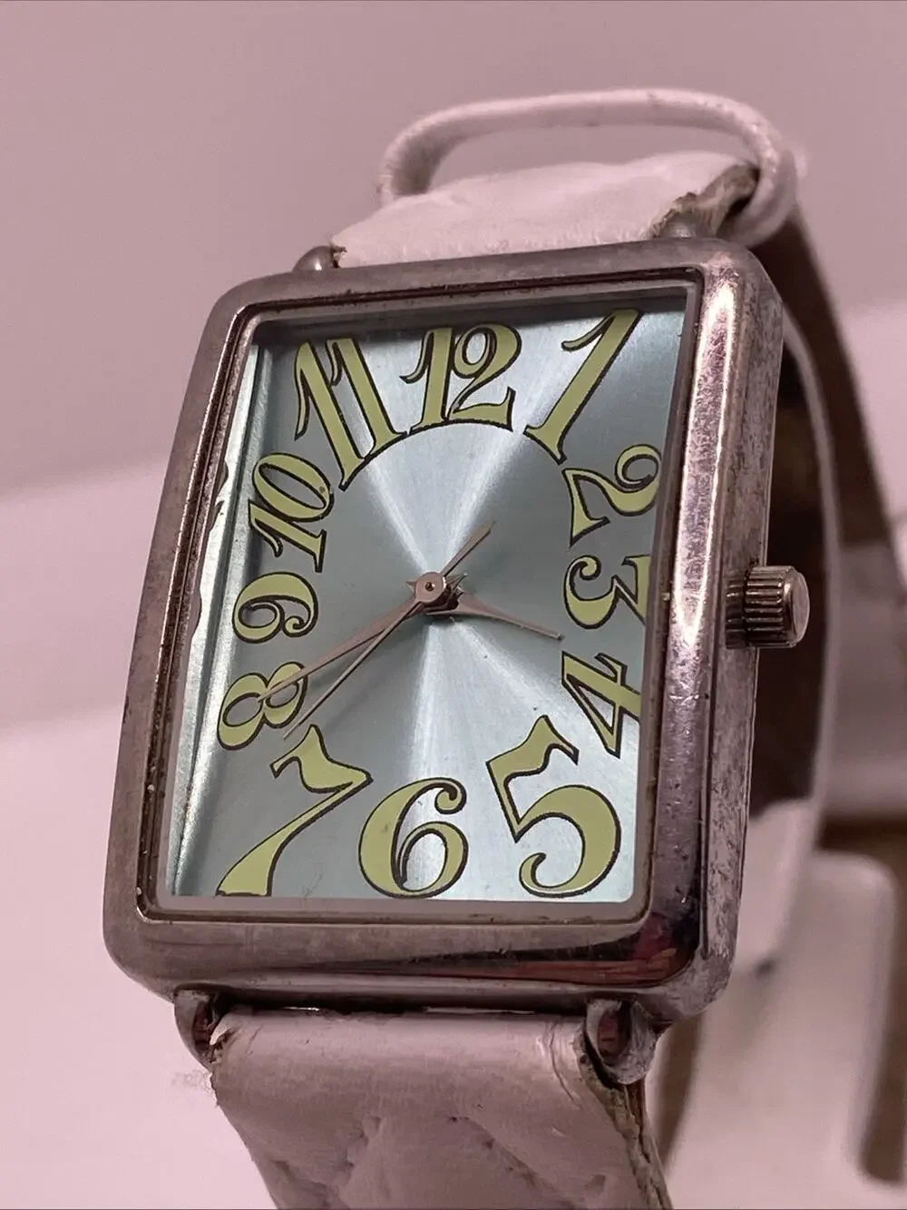 Vintage Womens Silver Tank Watch New Battery